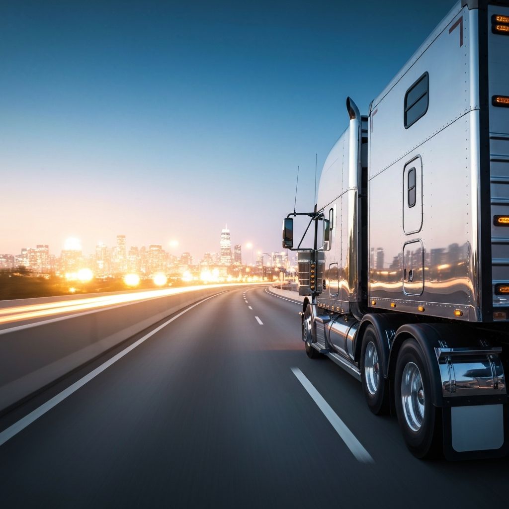 Professional cargo truck on highway
